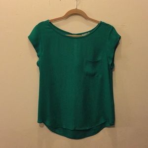 Joie Green Silk Short Sleeve Top